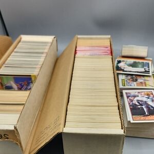 Vintage Baseball Trading Card Collection in Storage Boxes